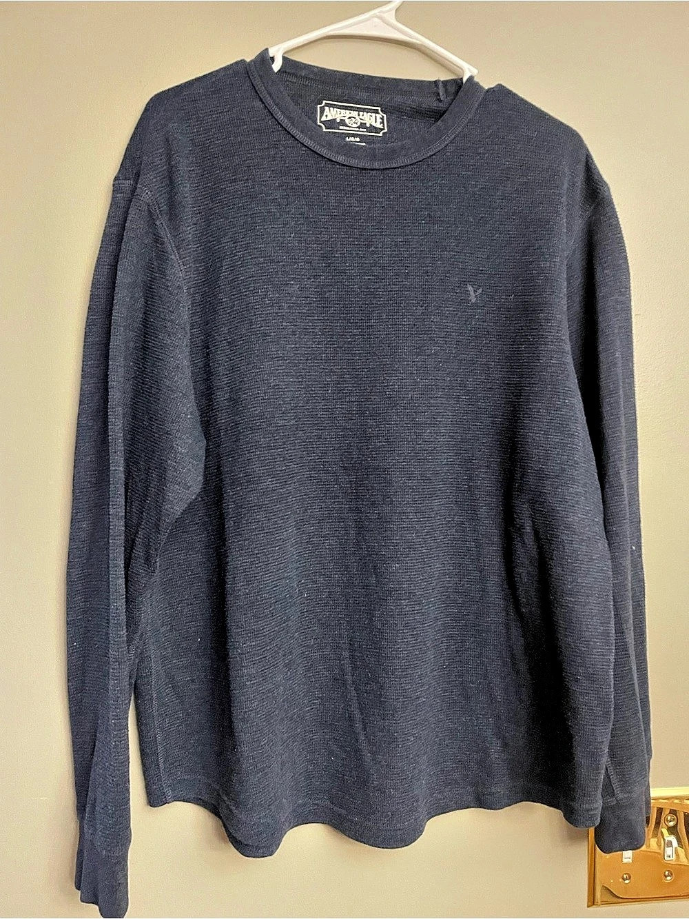 American Eagle Waffle Knit Long Sleeve Thermal T-Shirt Men's Large Gray